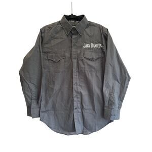 Jack Daniel’s Embroidered Western Shirt Gray Long Sleeve Button Front Size M